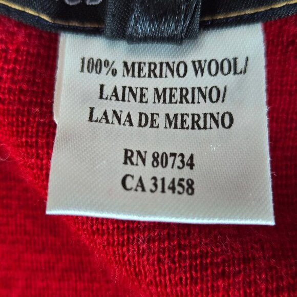 BCBGMaxAzria Size Medium Red 100% Merino Wool Sweater Cardigan Waist Tie Belt - Picture 9 of 11